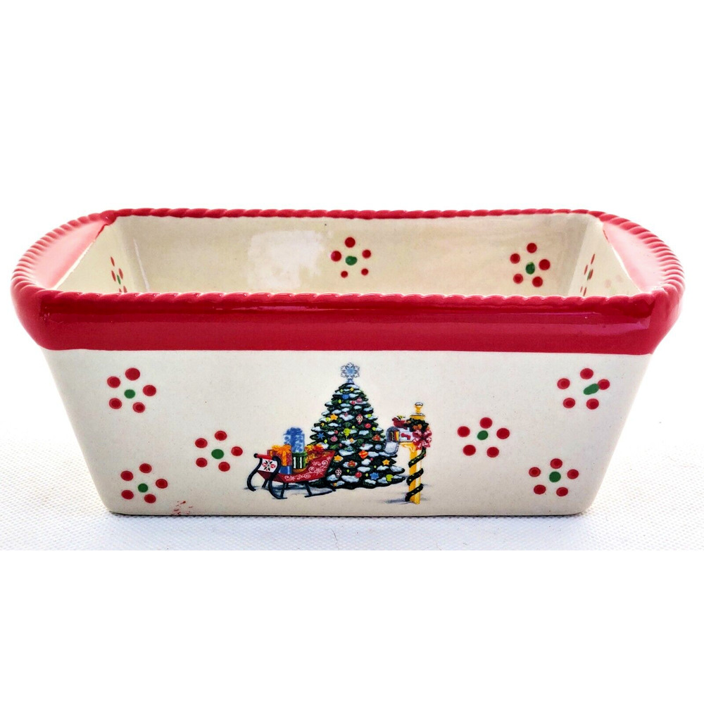 Loaf Baking Dish-TempTations-Ceramic-Christmas Tree-Holiday Theme-Small